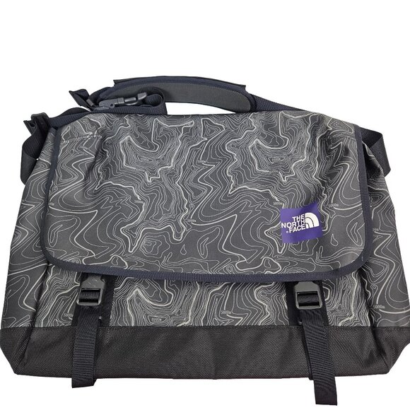 The North Face Base Camp Messenger Bag Black/Gray Topography Map Print - Picture 1 of 15